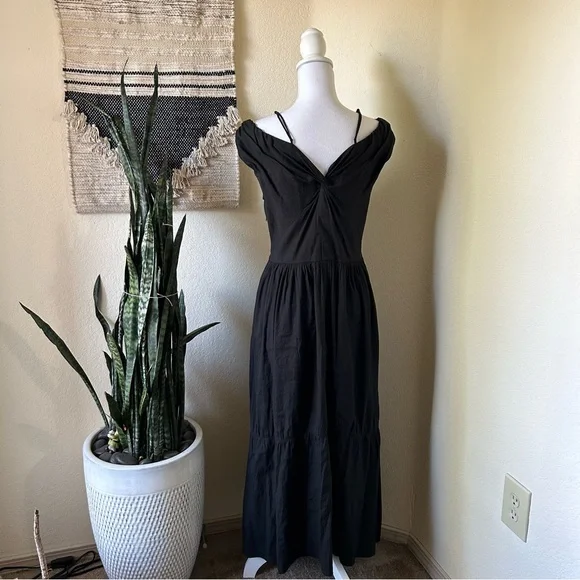 Vince // Off The Shoulder Twist Front Midi Dress